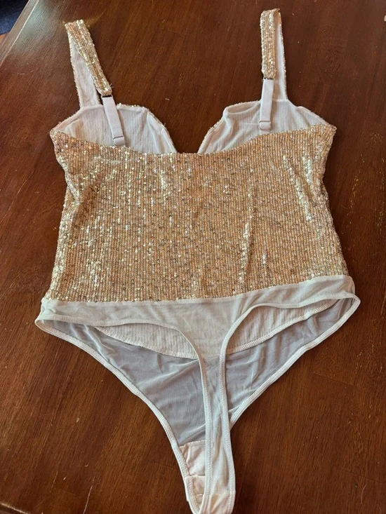 Free People Gold Sequin Bodysuit Thong - Picture 4 of 7